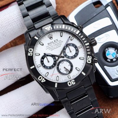 Perfect Replica Rolex Cosmograph Daytona 1454249 Black Case White Dial 42mm 9100 Automatic Watch